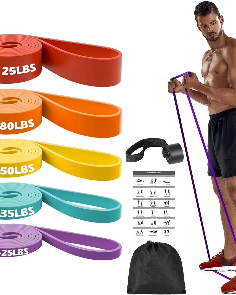 ZACRO - Resistance Bands, 5 Resistance Levels (15-125 LBS) Pull Up Assistance