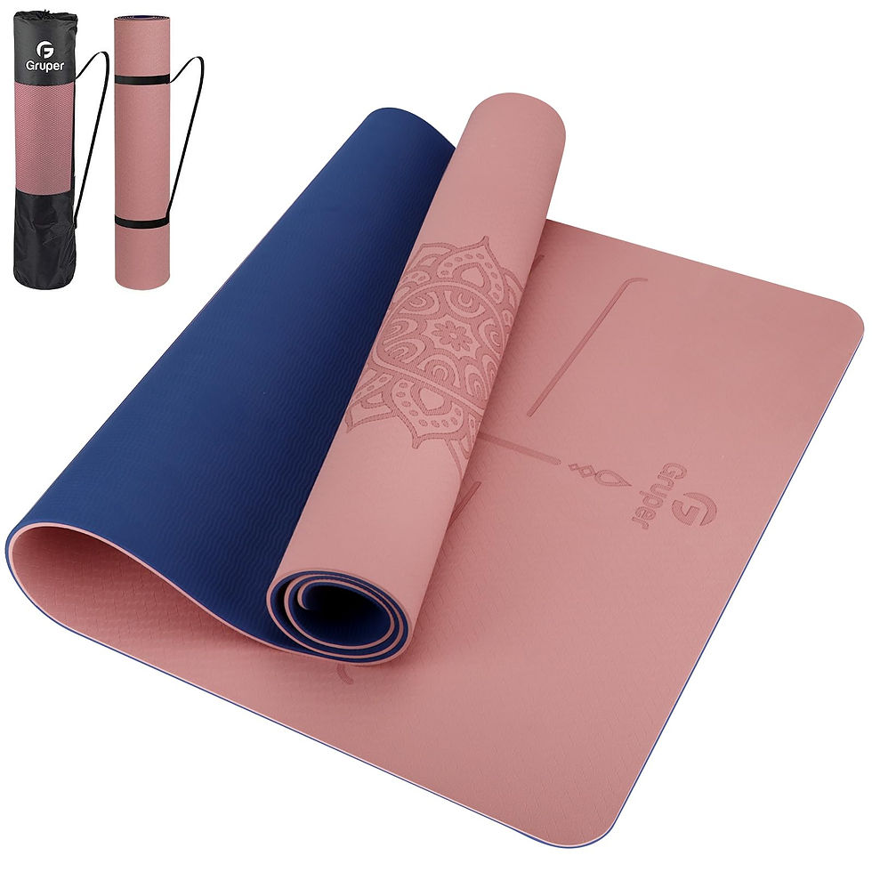 GRUPER - Yoga Mat Non Slip TPE Thick Yoga Mat with Alignment Mark, Anti-Tear