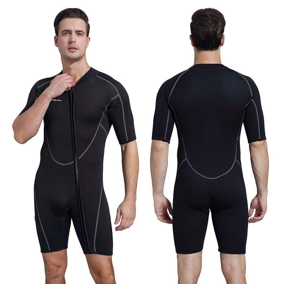 SEASKIN - Mens 3mm Shorty Wetsuit, Full Body Diving Suit Front Zip Wetsuit