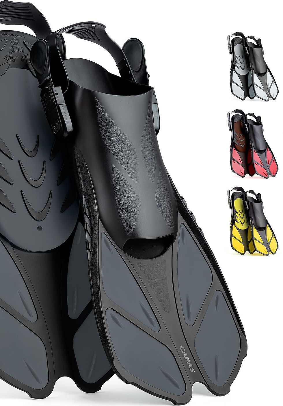 CAPAS - Snorkel Fins, Swim Fins Travel Size Short Adjustable for Snorkeling
