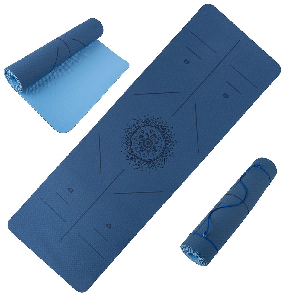 WAKEMAN - Yoga Mat with Alignment Marks - Lightweight Exercise Mat with Carry
