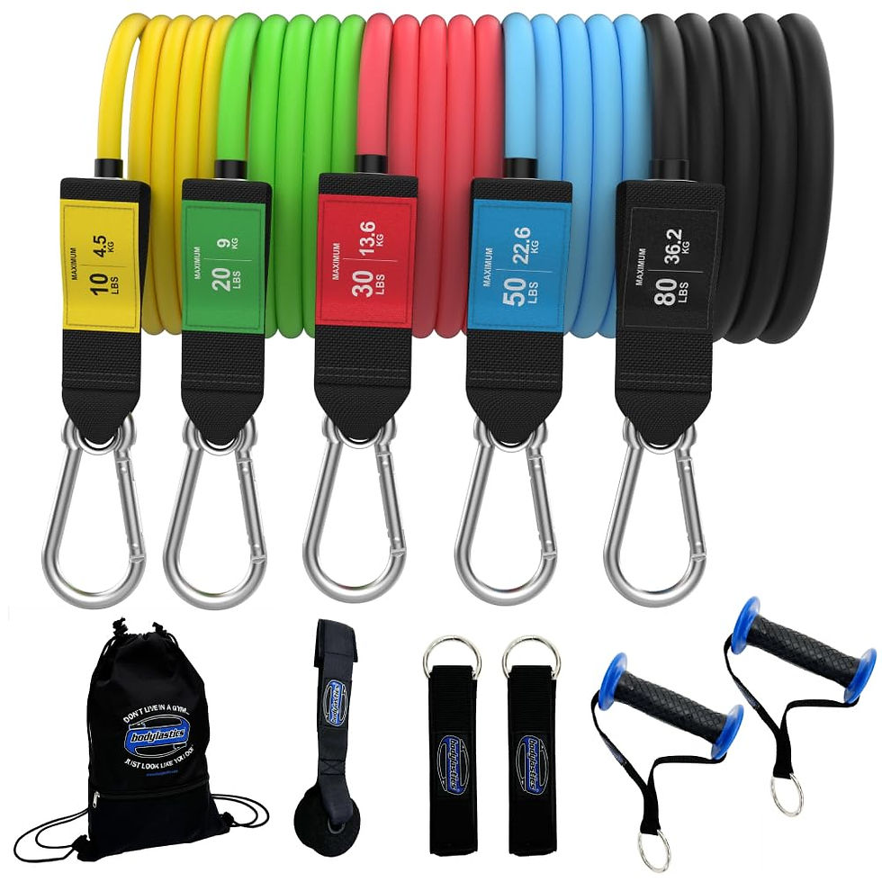 BODYLASTICS - PRO Series Resistance Band Set - 5 Bands, Handles, Ankle