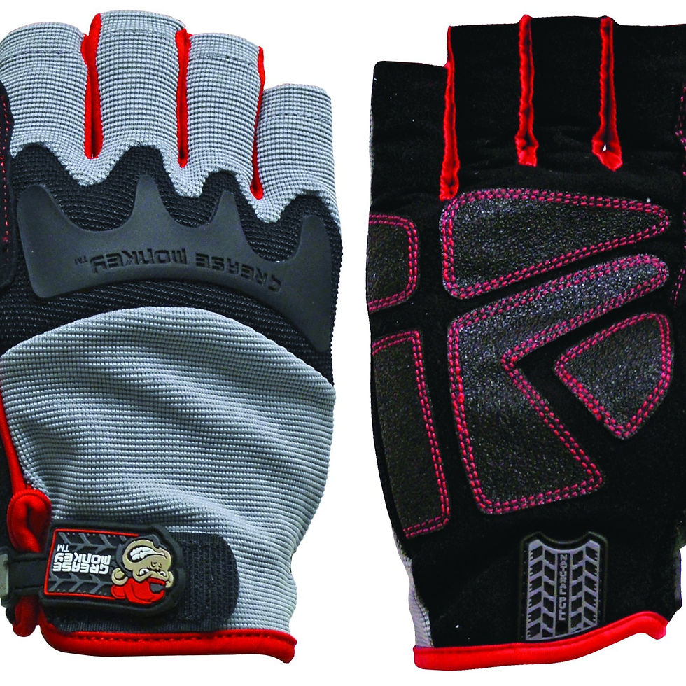 GREASE MONKEY - mens Pro Gloves Fingerless Large, Grey/Black, Large 1 Pair US