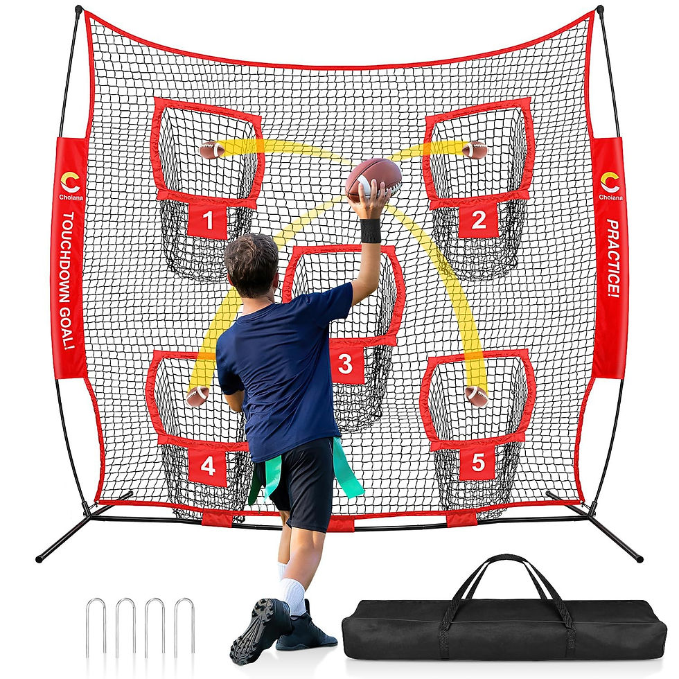 CHOIANA - Football Net, 8 x 8ft Football Throwing Target Net Trainer w/ 5