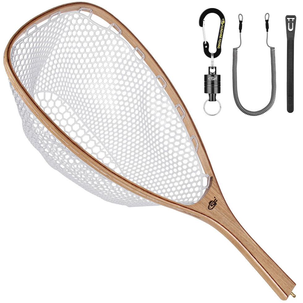 SF - Fly Fishing Landing Net Soft Silicone Rubber Mesh Trout Catch Small Hole