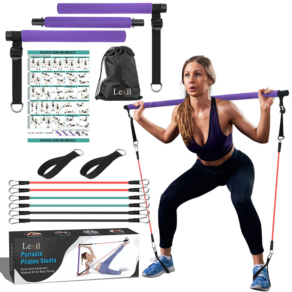 LEXIL - Pilates Bar Kit with Resistance Bands,Exercise Bands for Working