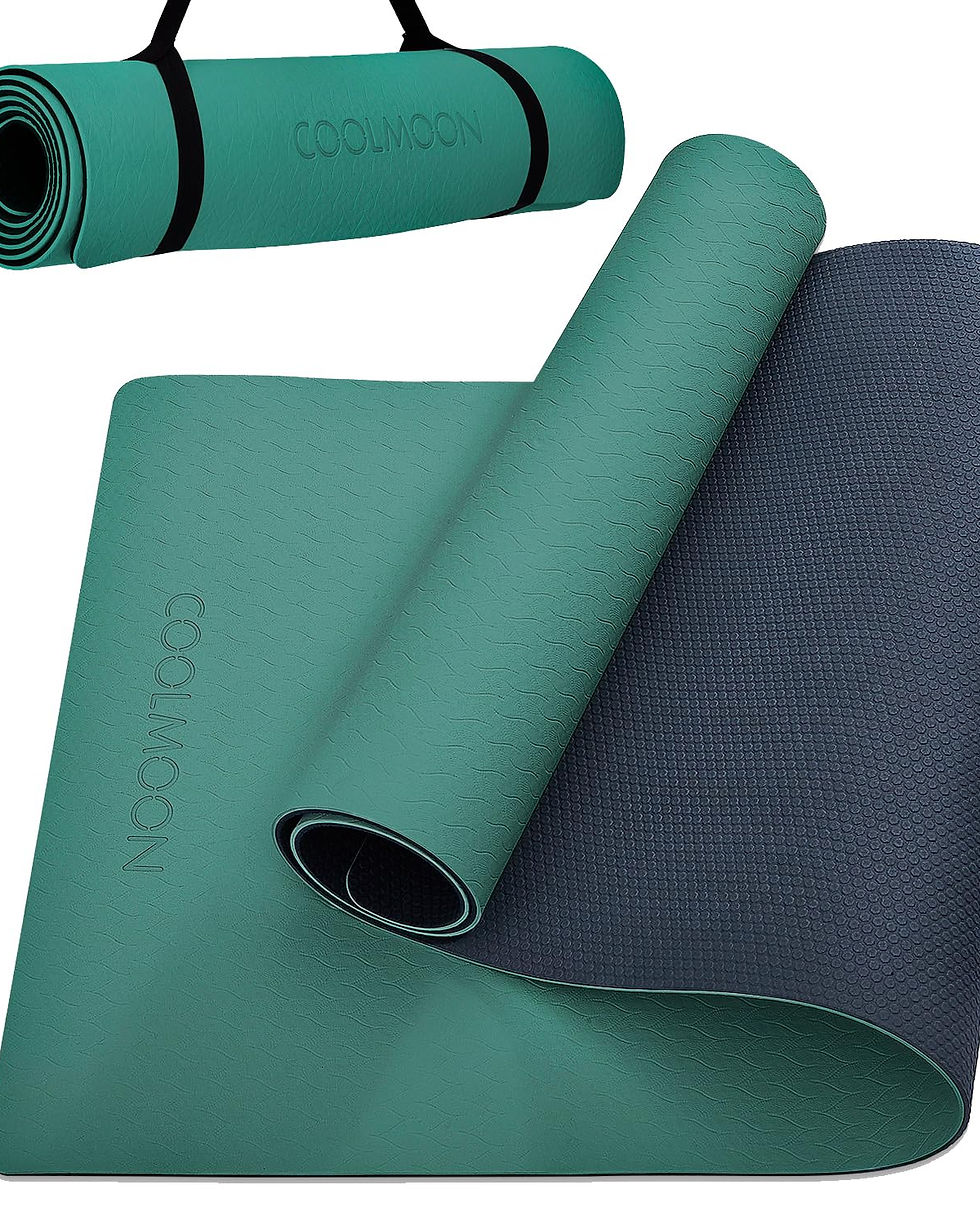 COOLMOON - Yoga Mat Non Slip, Anti-Tear 1/4 Thick TPE Yoga Mats for Women
