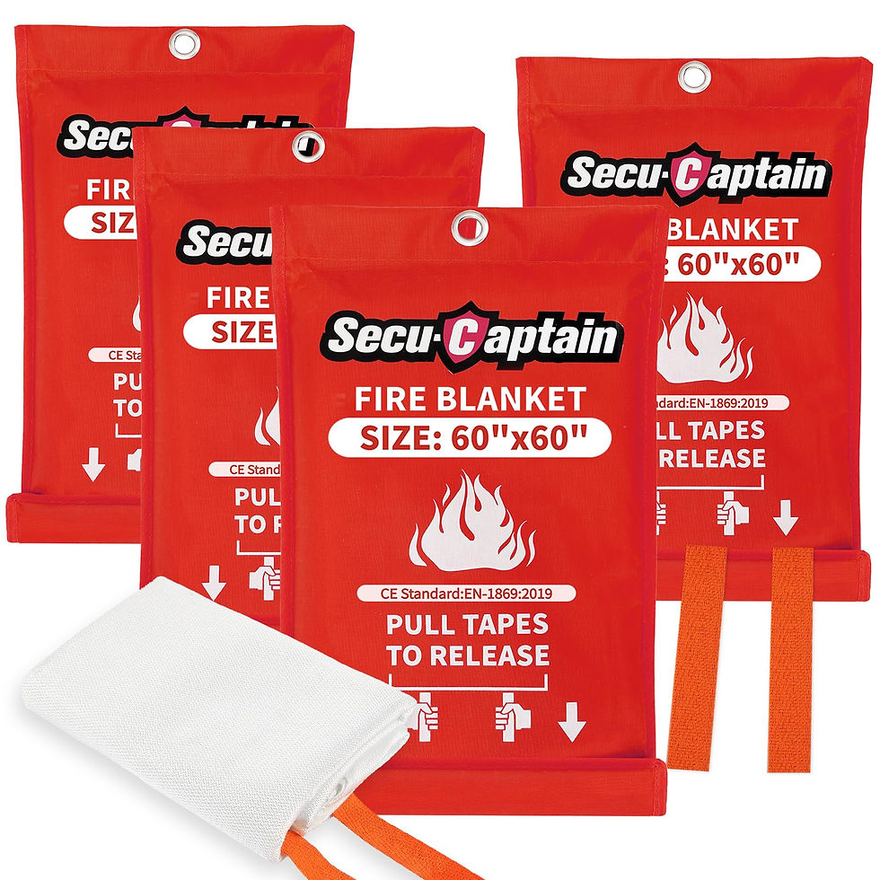 SECUCAPTAIN - Emergency Fire Blanket for Home - 60"x60" X-Large 4 Pack Flame