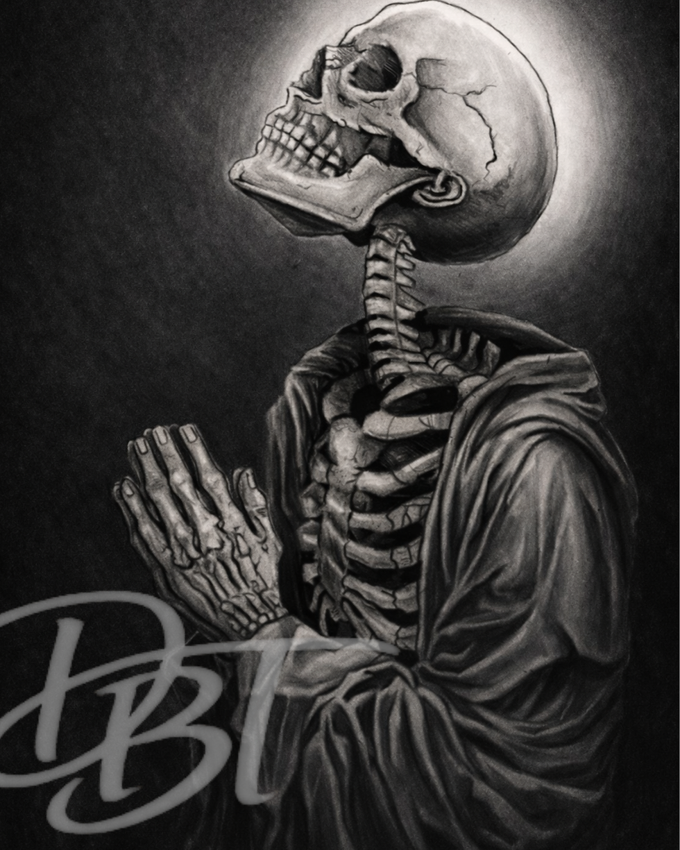 Thumbnail: Praying Skeleton - Graphite - Enhanced