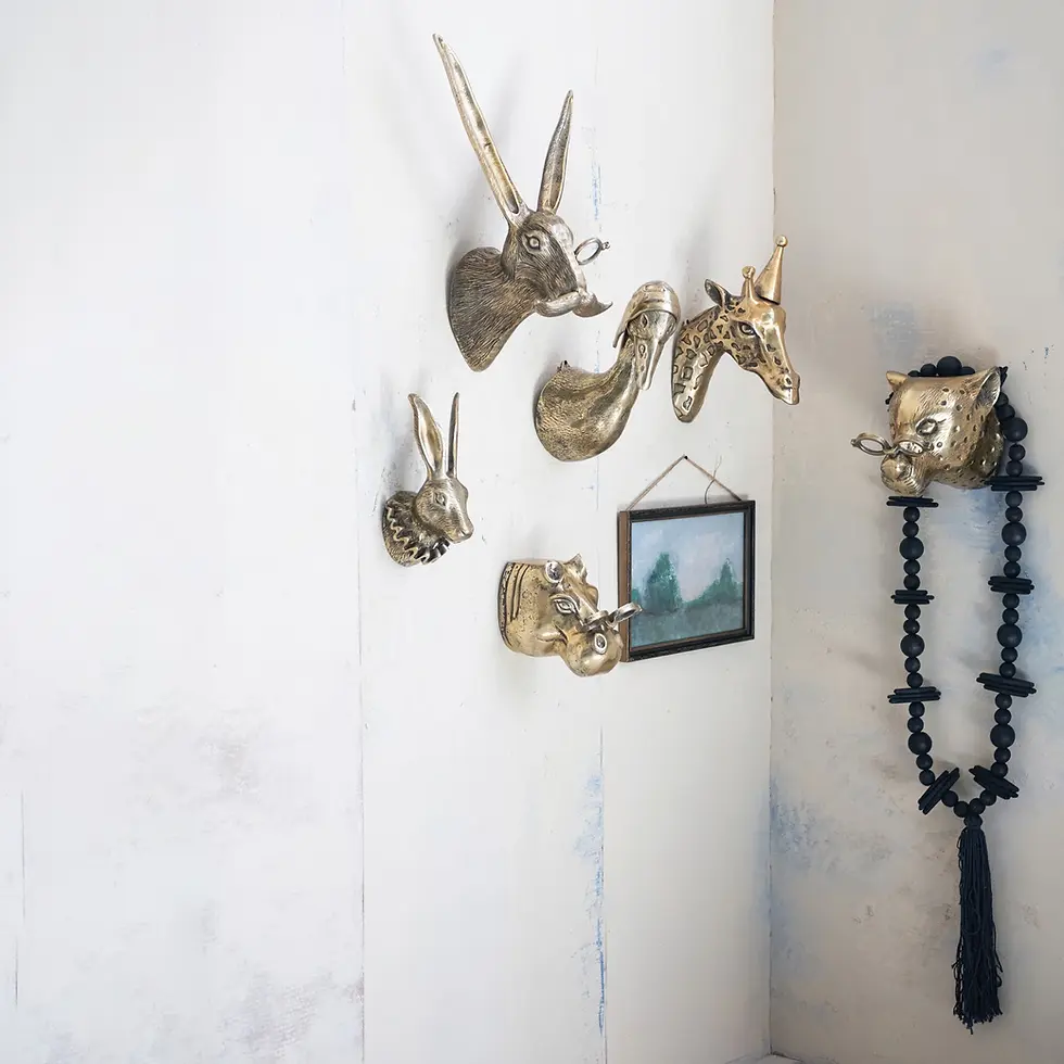Thumbnail: Gold Aluminum Hippo Head With Eyeglasses Wall Decor