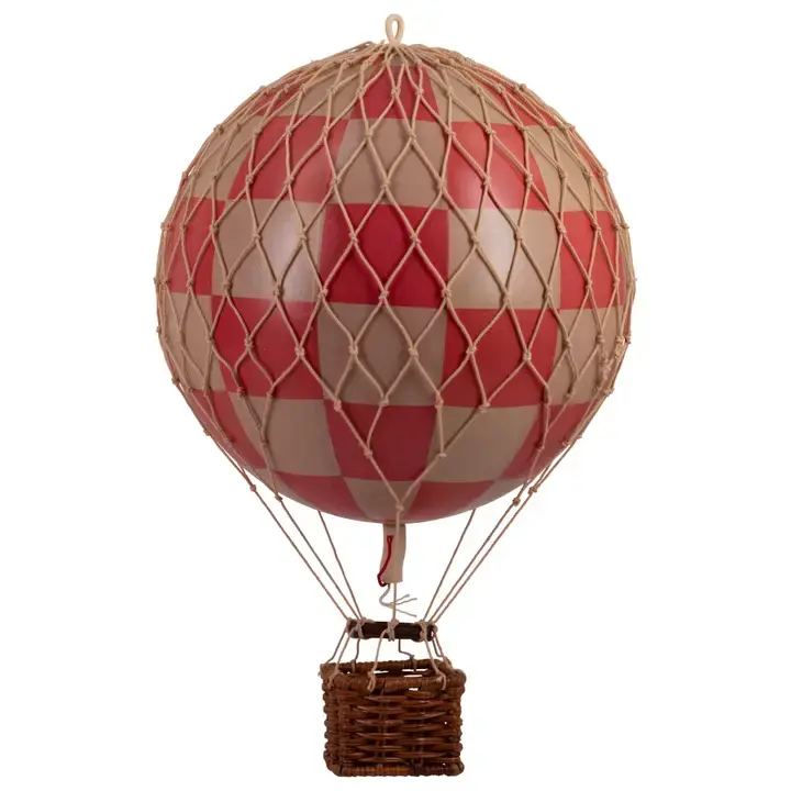 Wicker Hot Air Balloon - Red Check