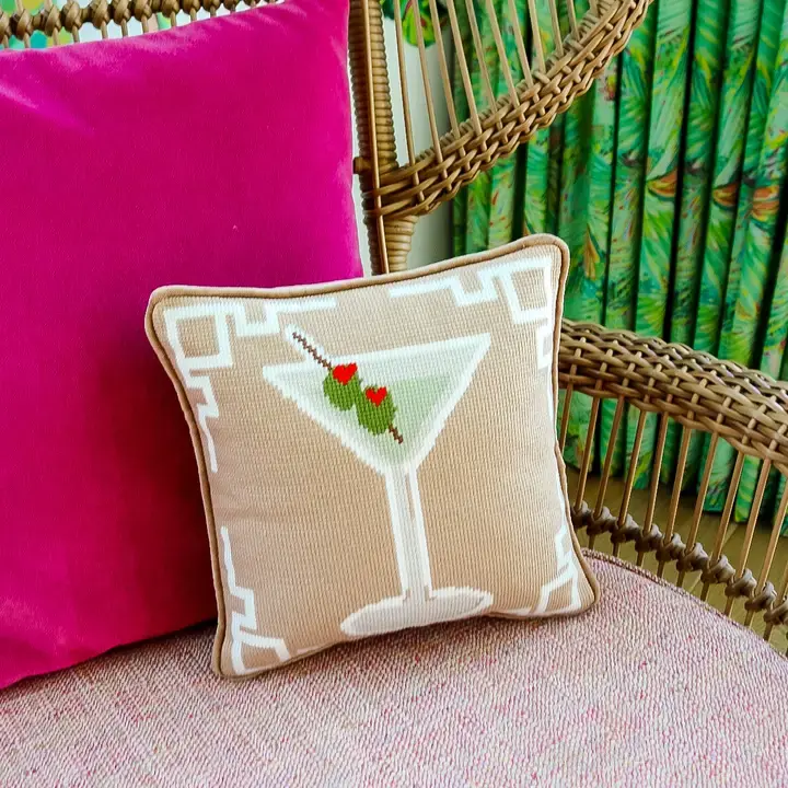 Thumbnail: Dirty Martini Needlepoint Pillow