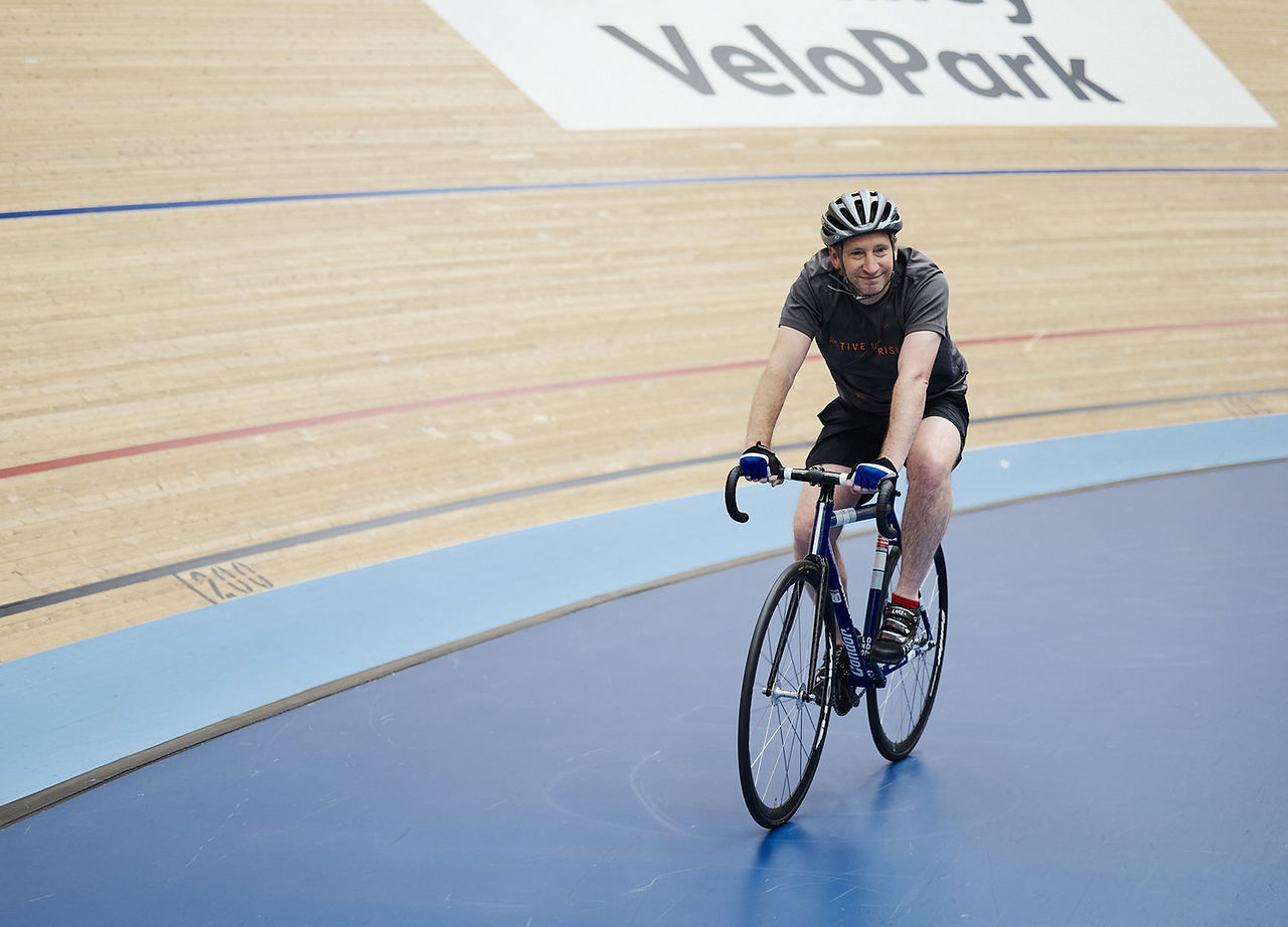 Person riding on the velodrome