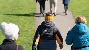 Women walking along a path
