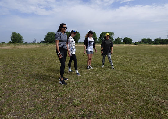 Group walking in the park