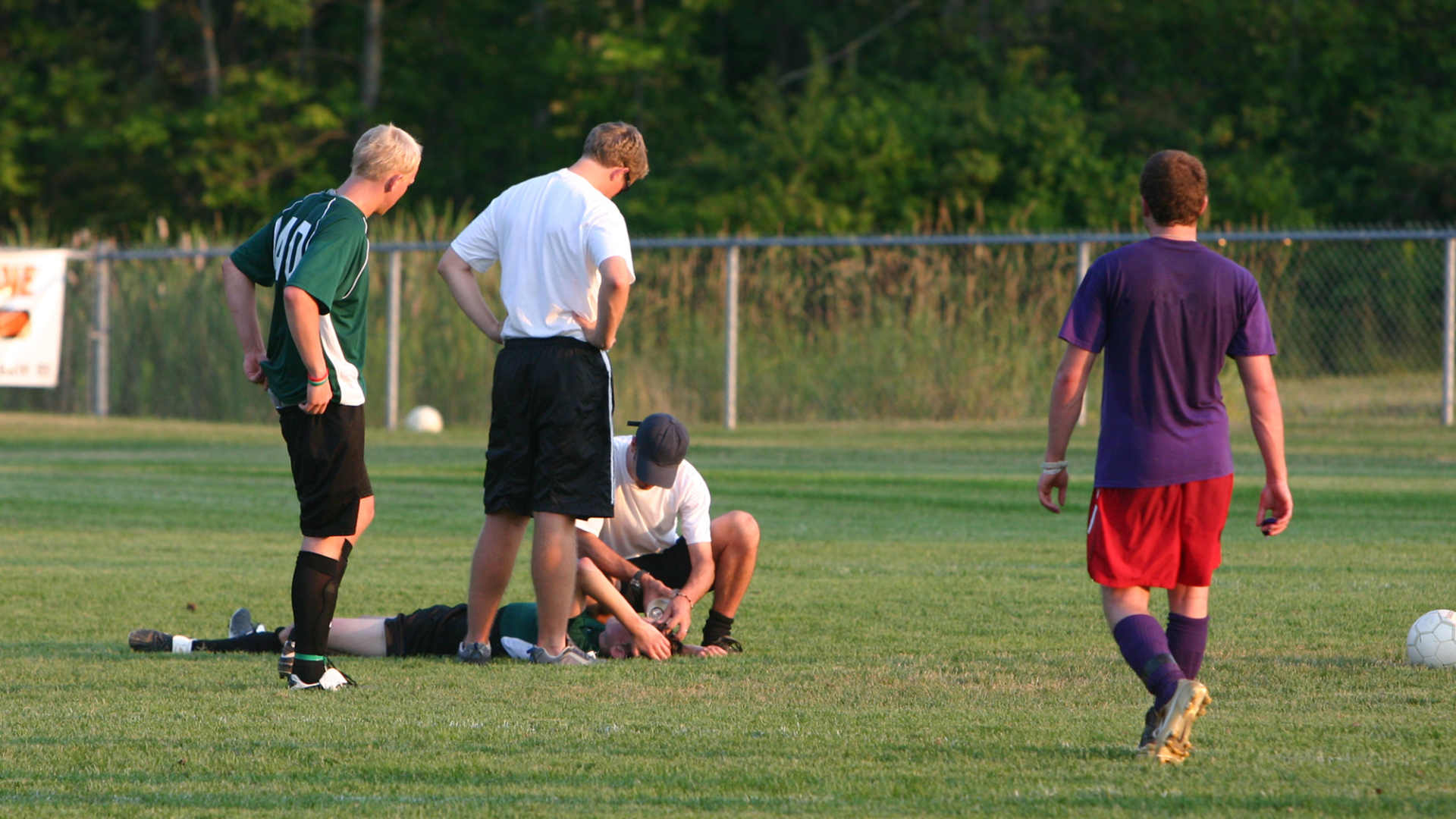 A photo showing an athlete after a concussion in sporting game