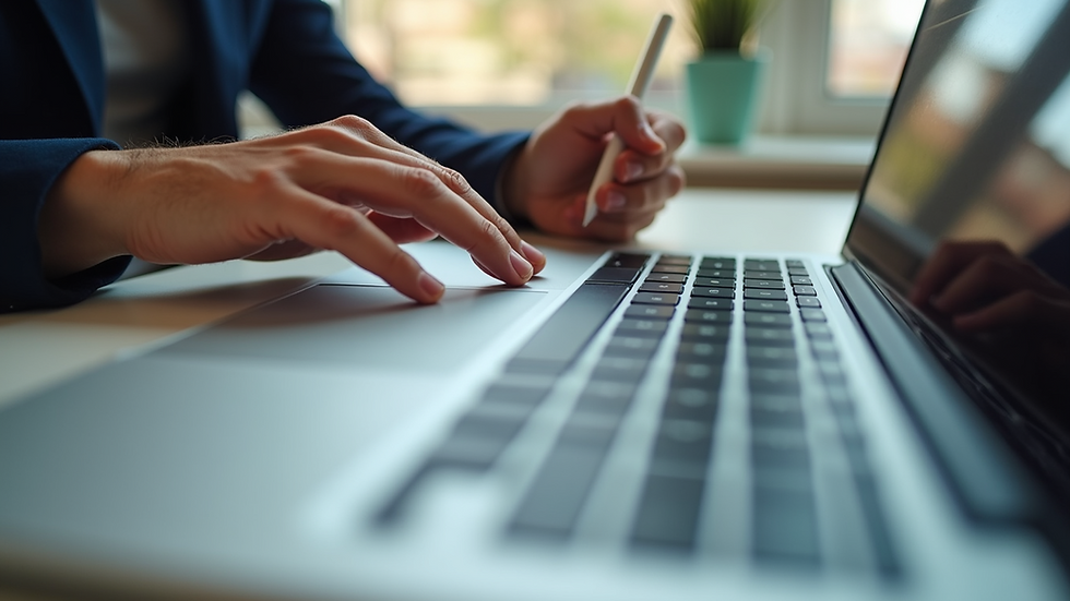 Eye-level view of a person planning content strategy on a laptop
