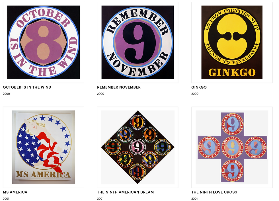 Robert Indiana paintings, 2000 and 2001. Source: Robert Indiana Foundation, www.robertindiana.com.