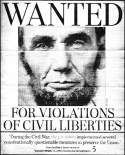 Wanted poster of Abraham Lincoln