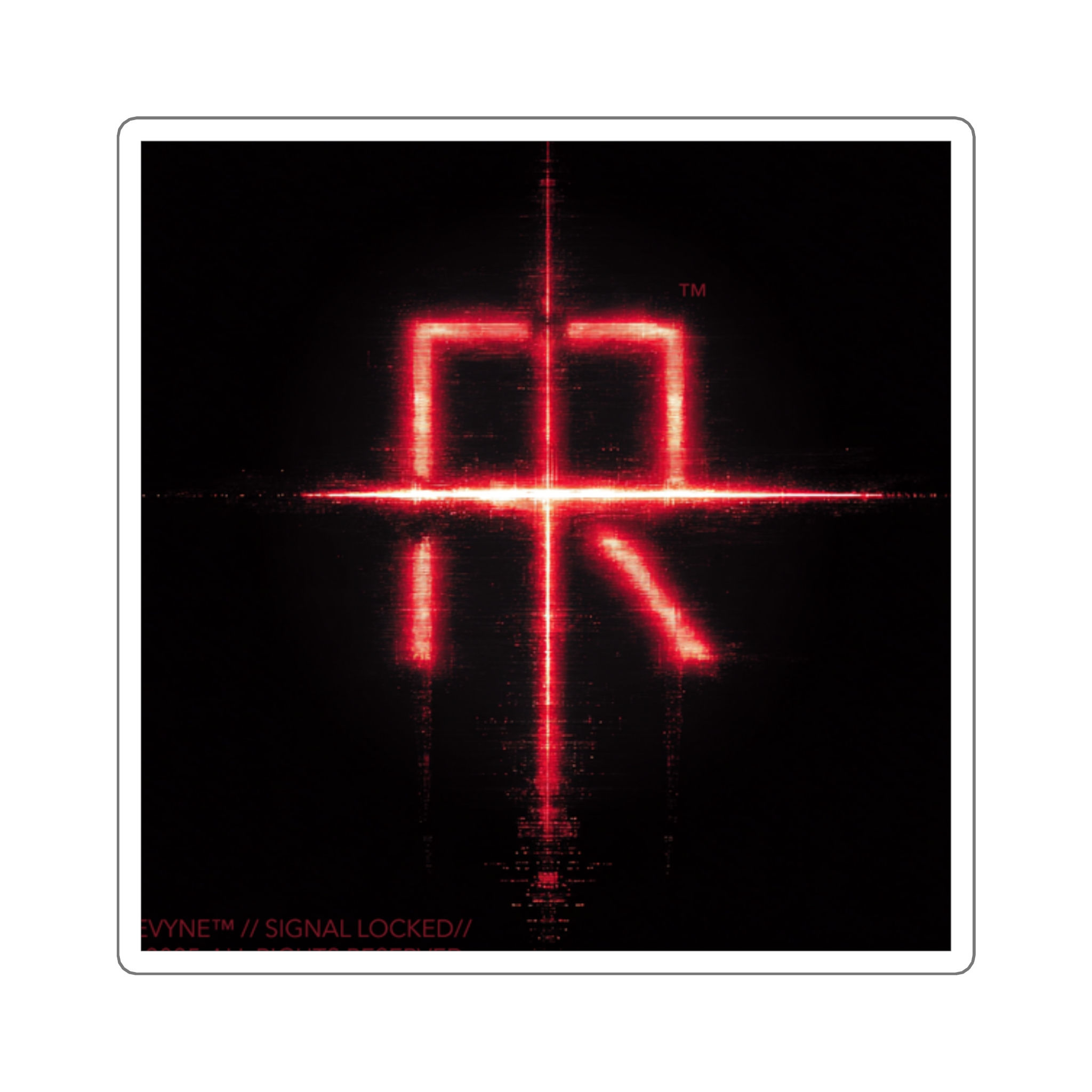 Glowing Red Cyberpunk Logo Sticker — Square Laptop Decal