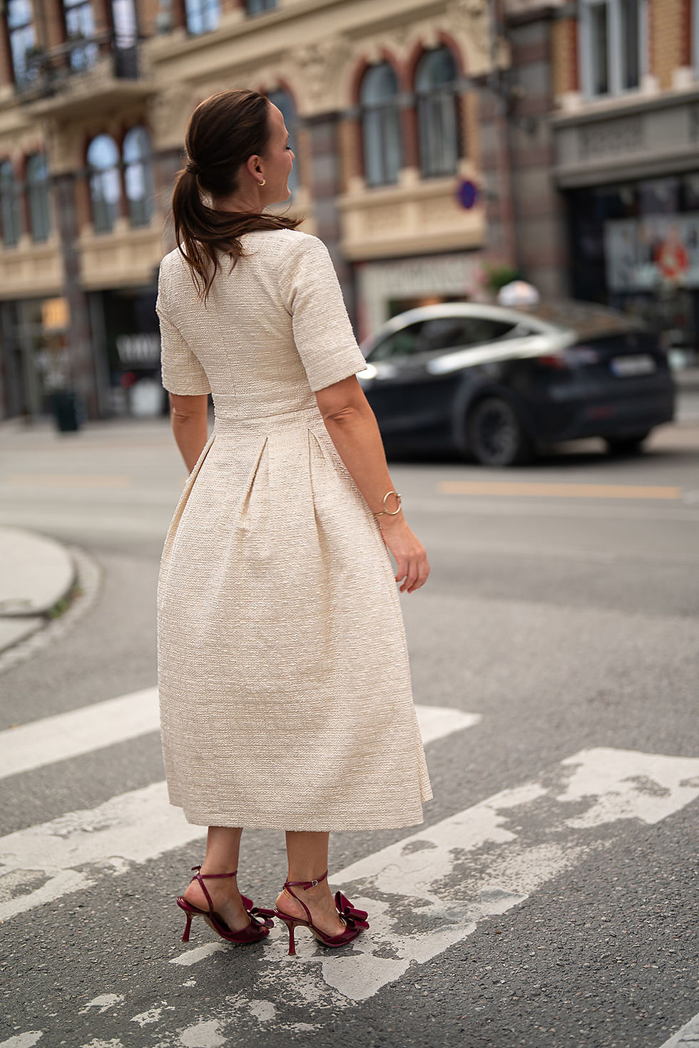 Miniatyrbilde: Bazar oh kjole, midi, hvit/gull