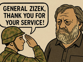 A soldier saluting Professor Zizek and 'thanking him for his service'.