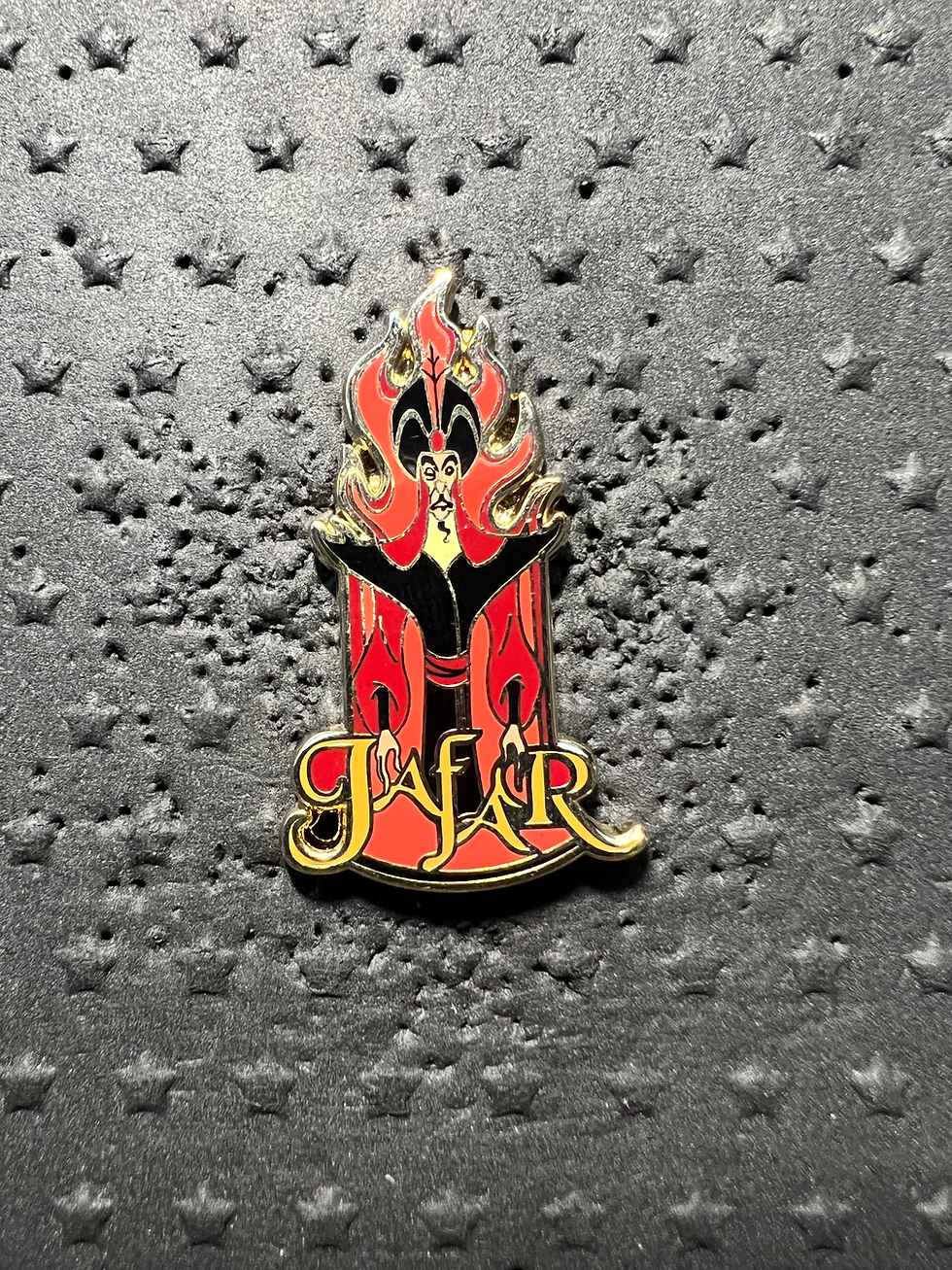 Disney Aladdin Jafar Villain Name Logo Flames Pin