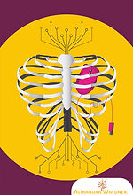 human ribcage with computer mouse heart and diodes vector illustration