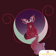 mystical menstrual monster on a crescent moon