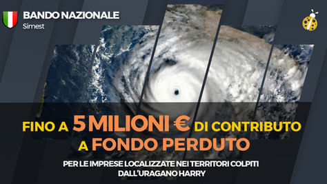 Simest. Fondo perduto per le imprese localizzate nei territori colpiti dall’uragano Harry