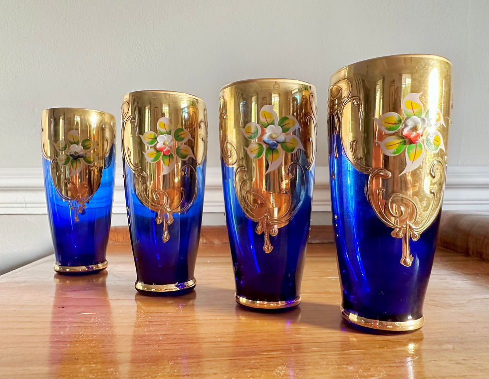 Thumbnail: Set of Four Czech Bohemian Cobalt Glasses