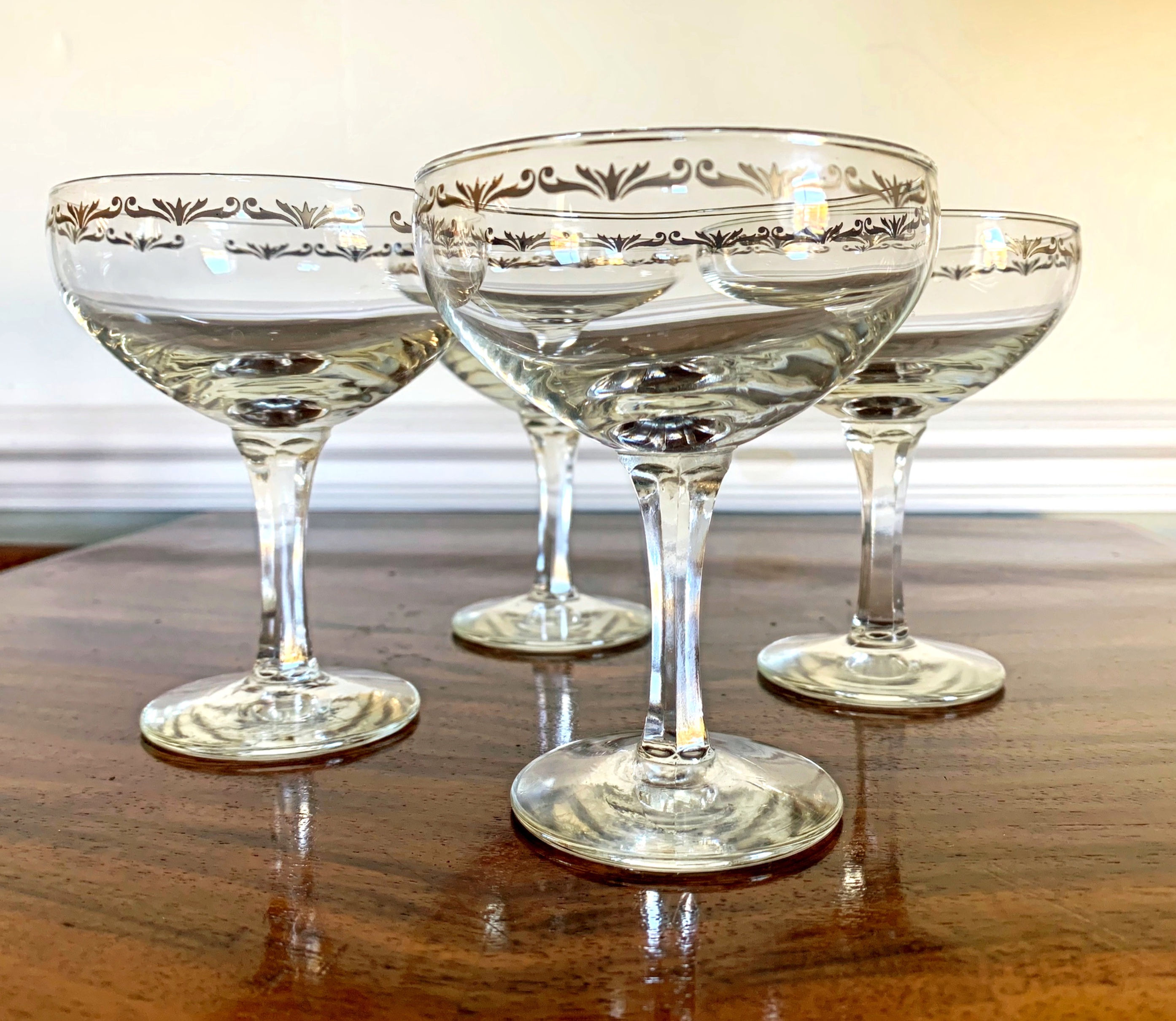 Vintage coupe champagne glasses x 4