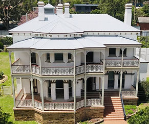 View of the magnificent mansion The Buchanan aerial shot