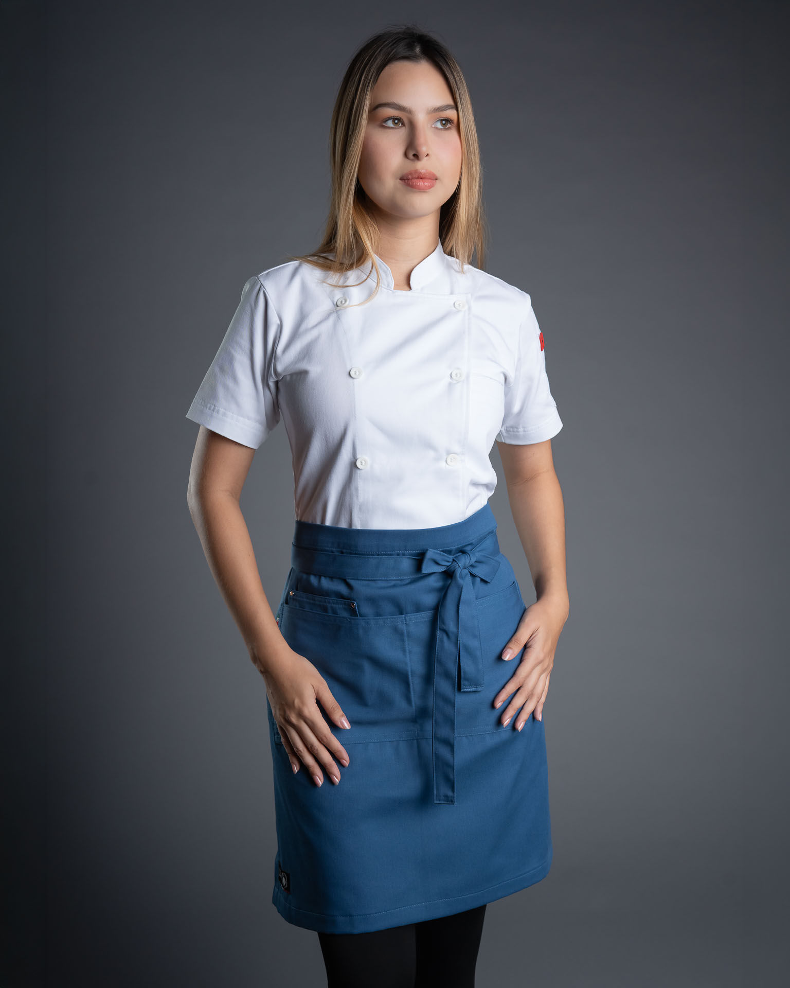 Delantal Unisex Corto Azul Acero
