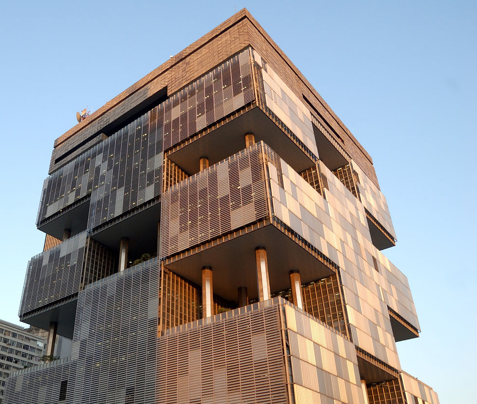 Modern designed building on sky background