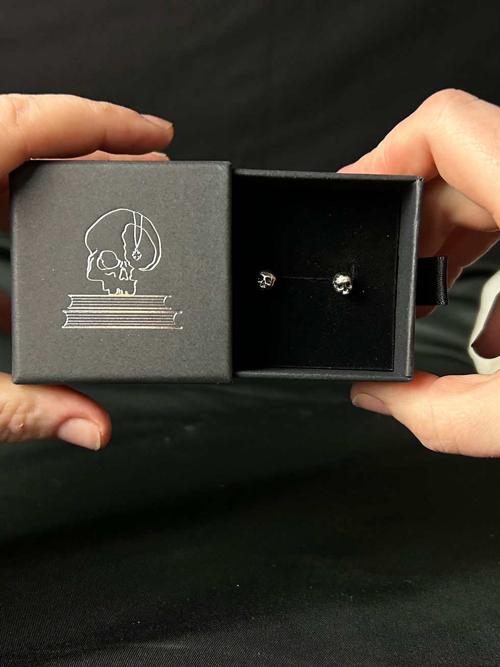 Thumbnail: Mini skull Lethe stud earrings