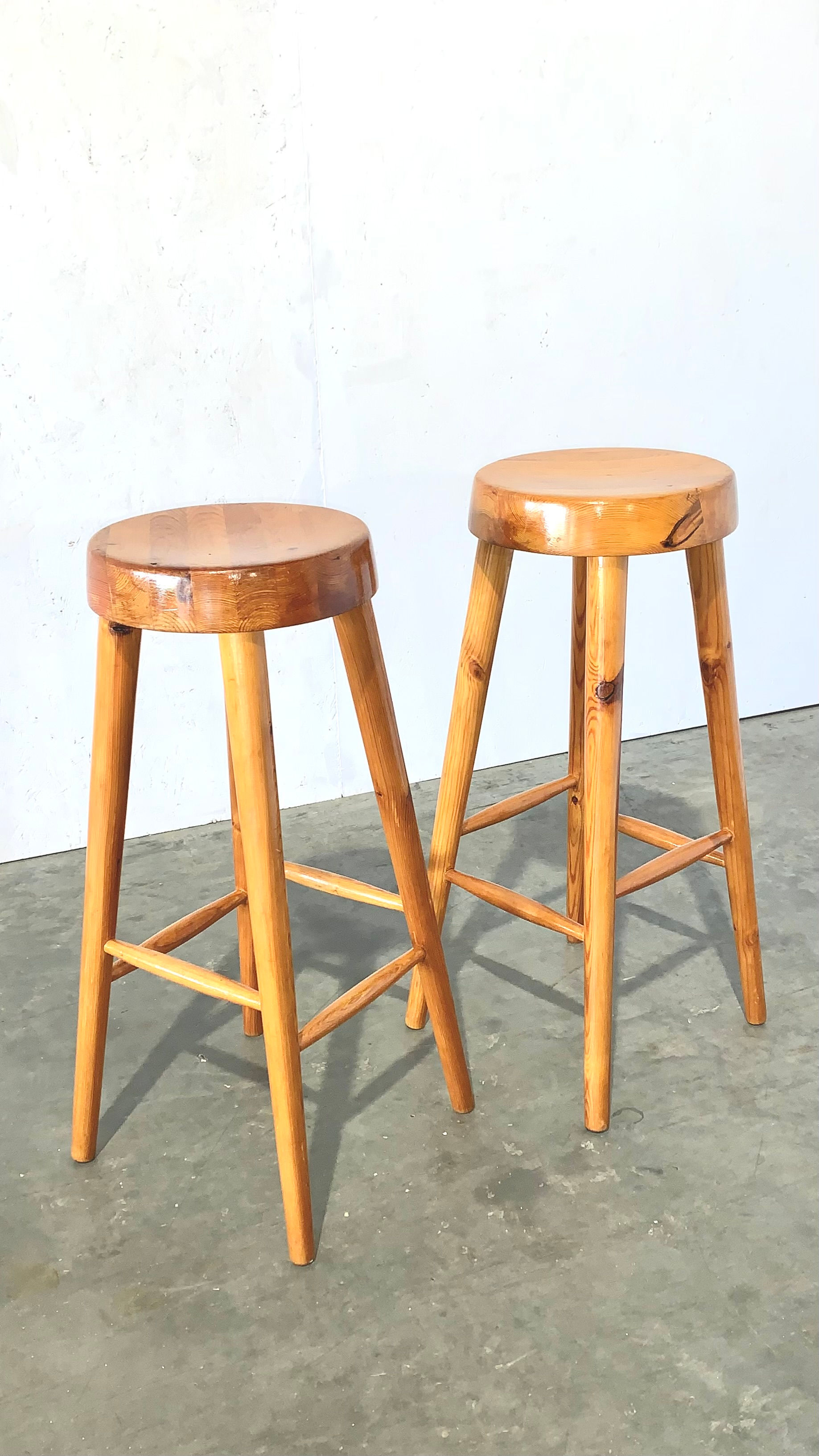 Pair of Mid Century Pine Stools