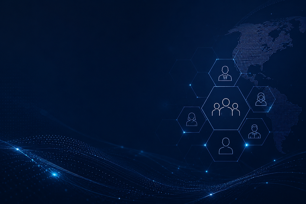Dark navy and deep blue abstract digital talent/workforce background