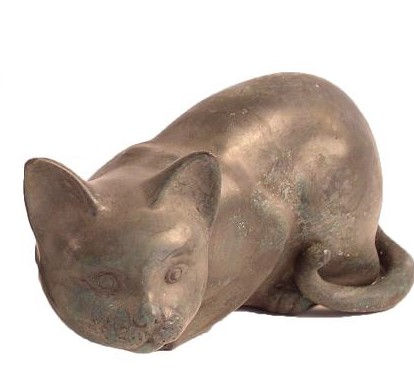 Katt i brons, liggande - 26 cm