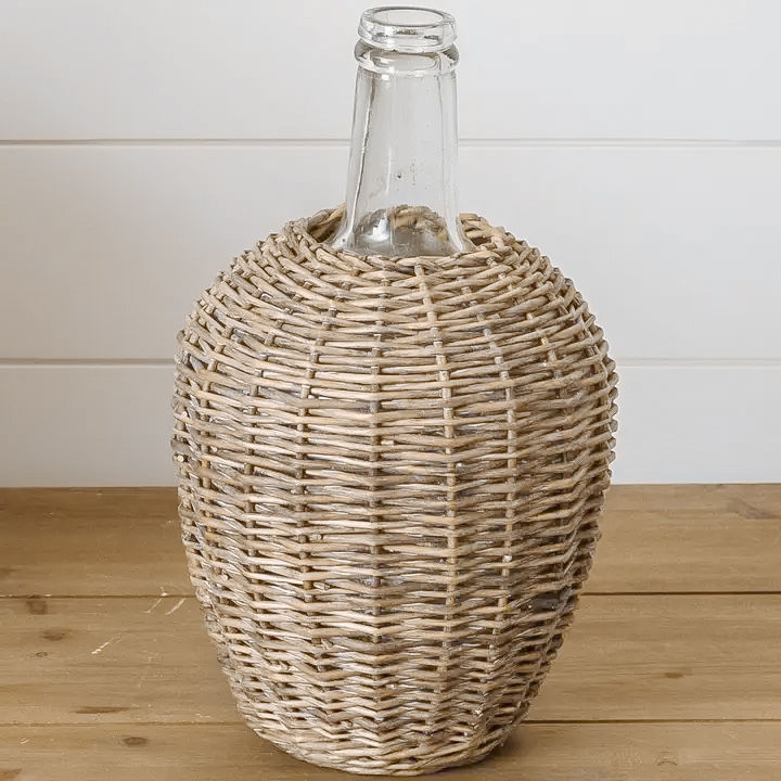Thumbnail: Farmhouse-style willow demijohn bottle on wood table