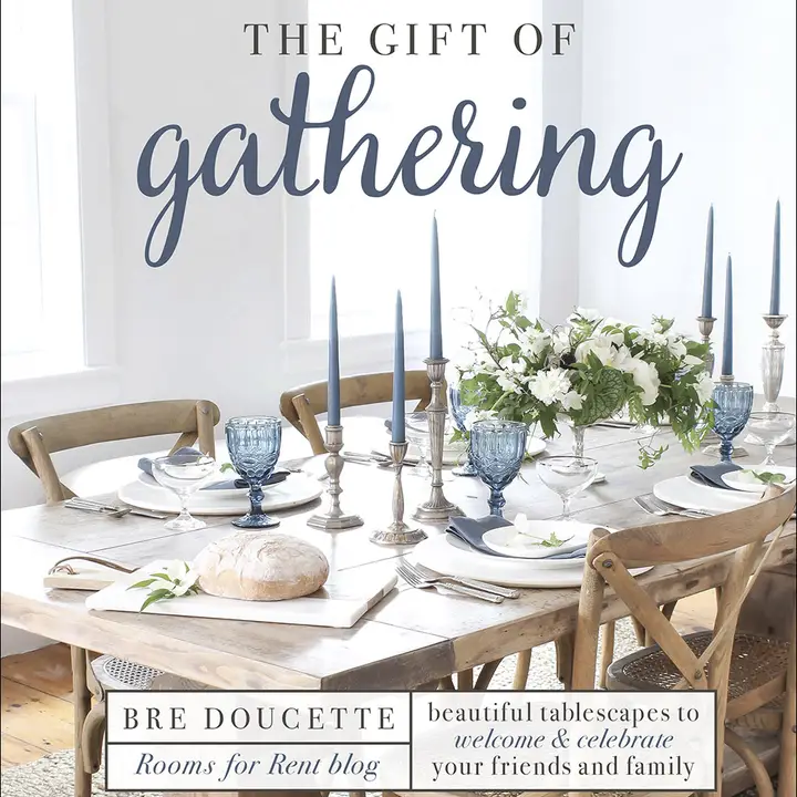 blue, white, neutral decor book the gift of gathering by bre doucette