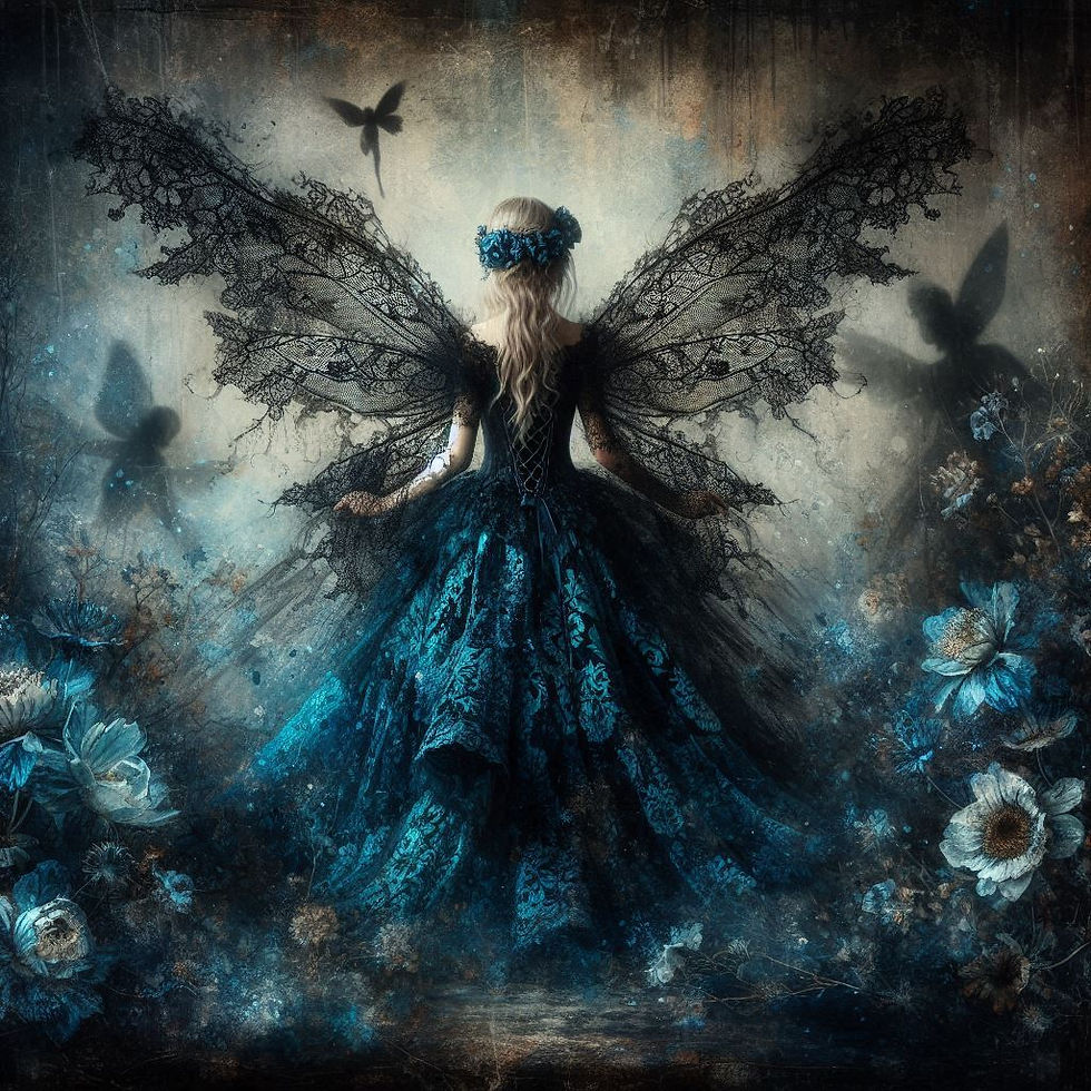 Midnight Bloom and Winged Whispers Greeting Card.