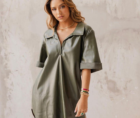 Vestido em Couro Ecológico