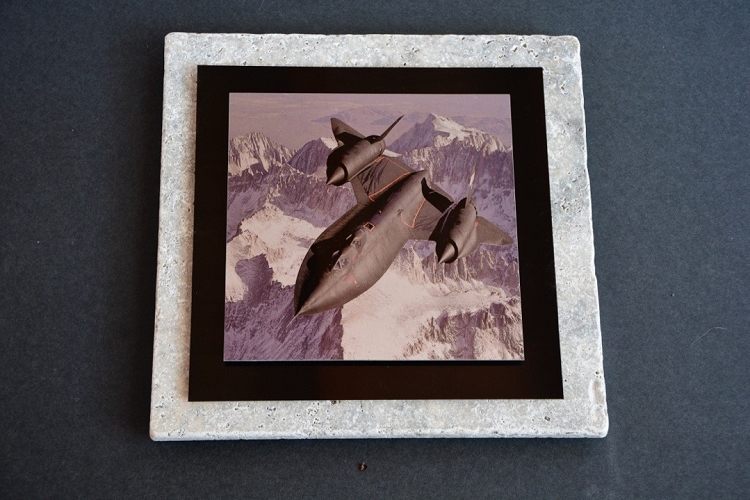 SR71 Black Metal on Travertine