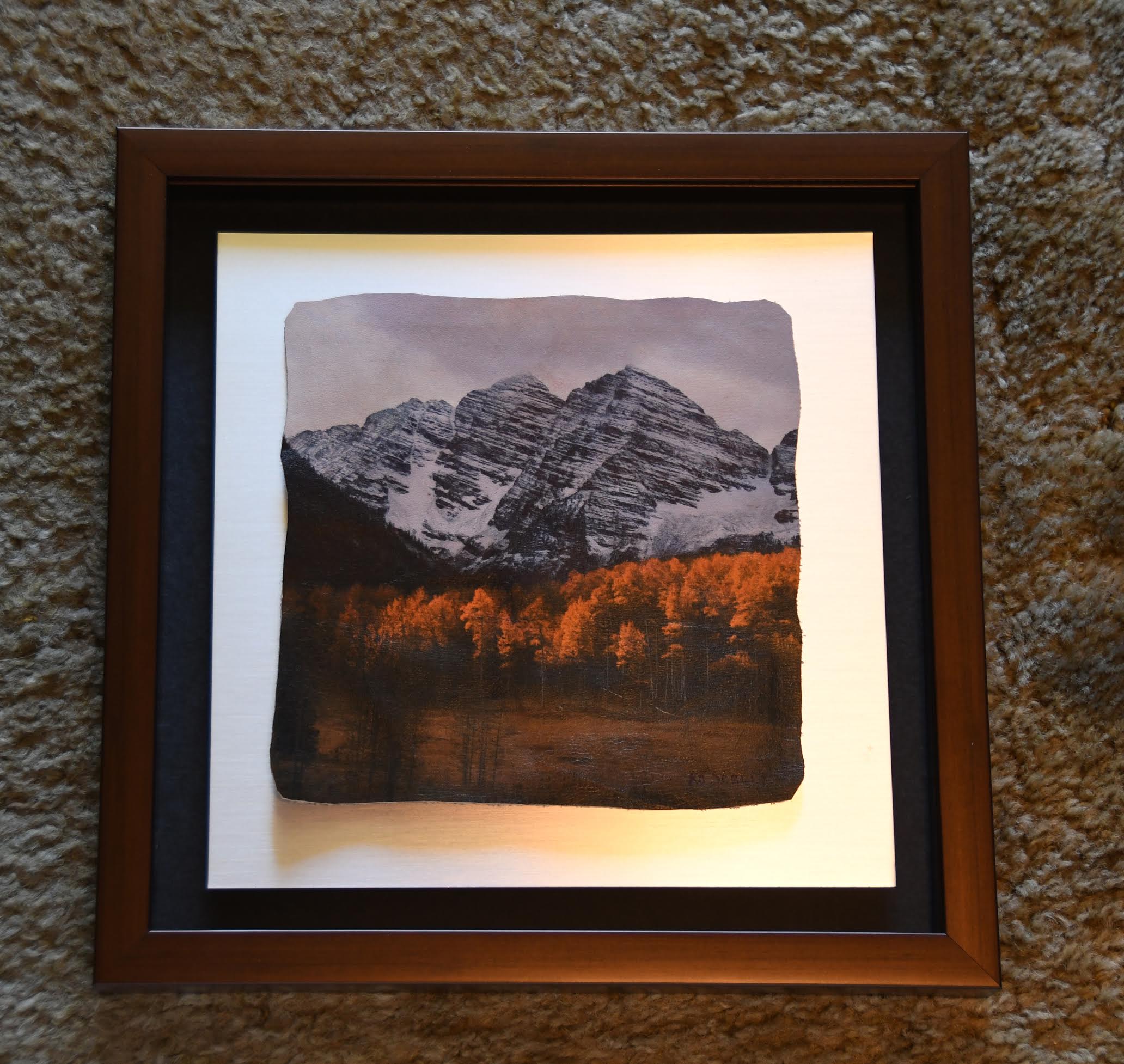 Maroon Bells 12x12 on leather