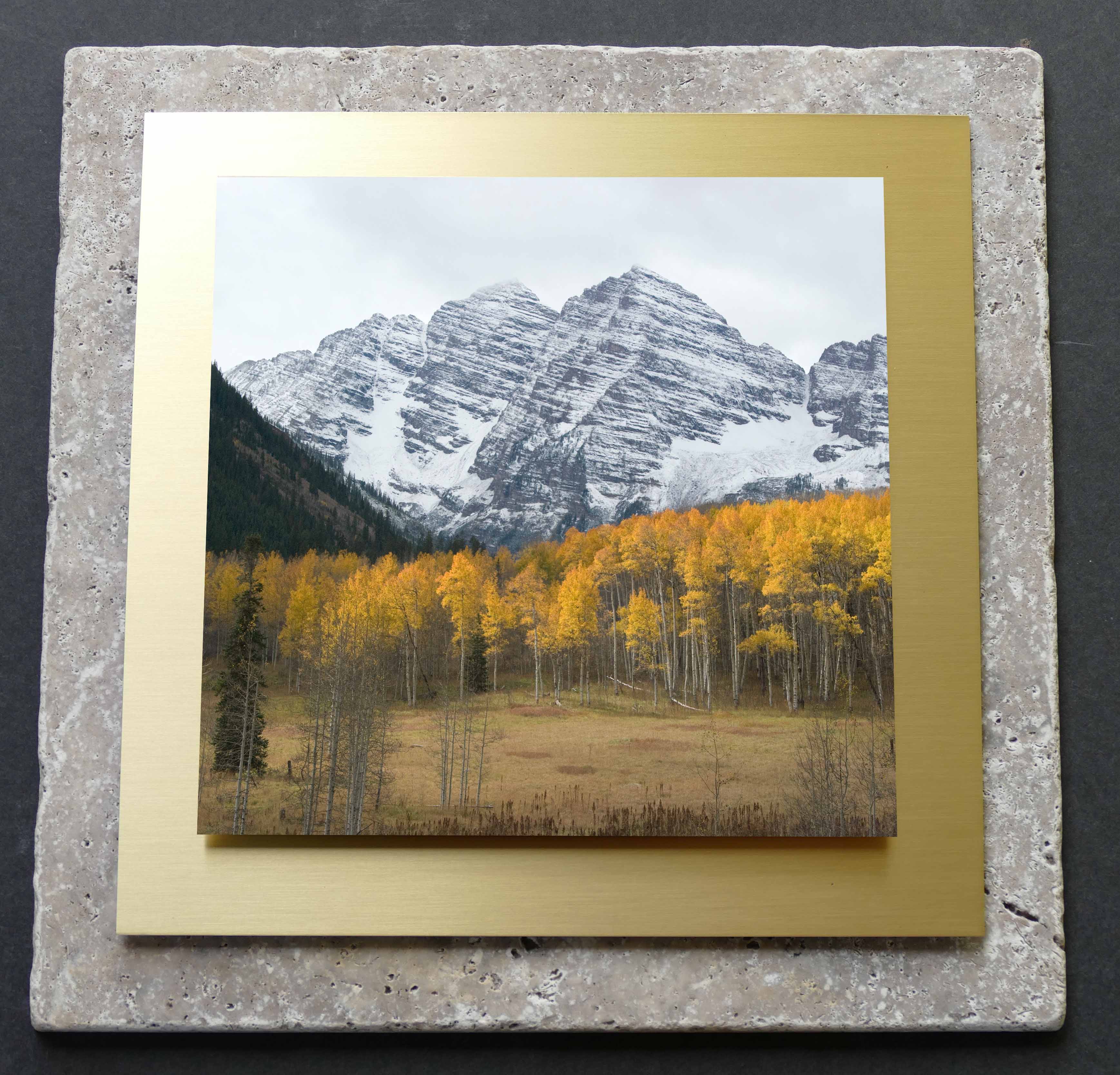 Maroon Bells gold on Tavertine