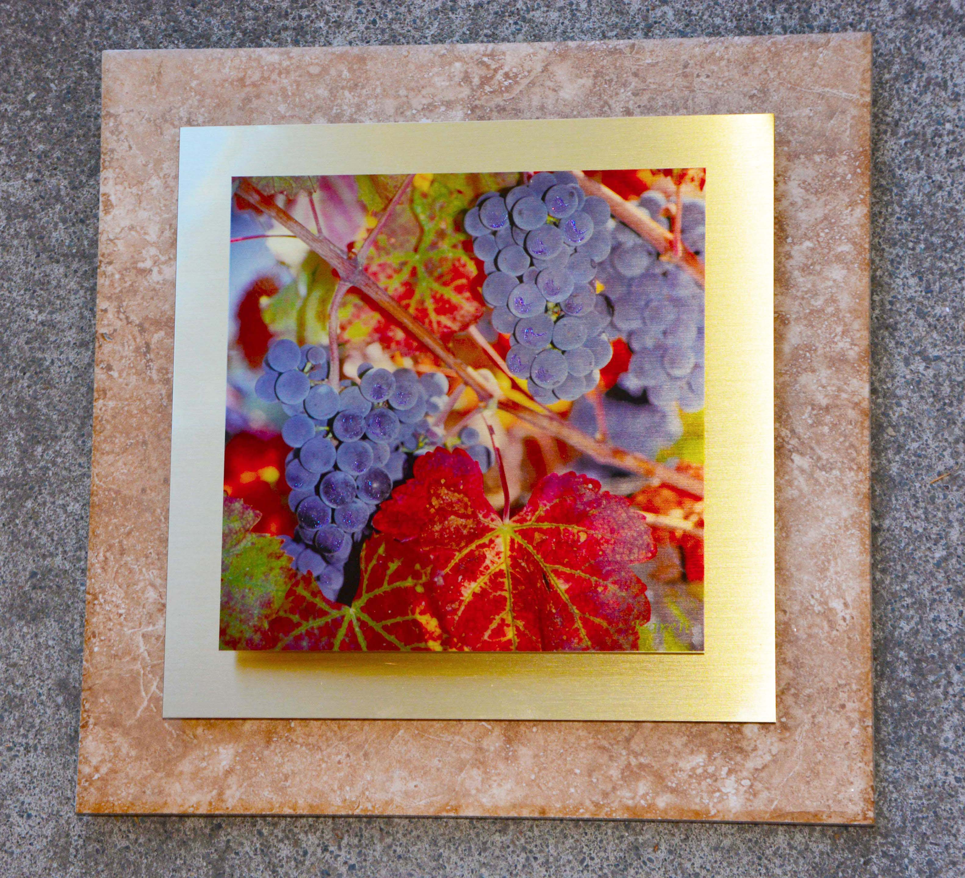 Blue Grapes Gold Metal on Porcelain