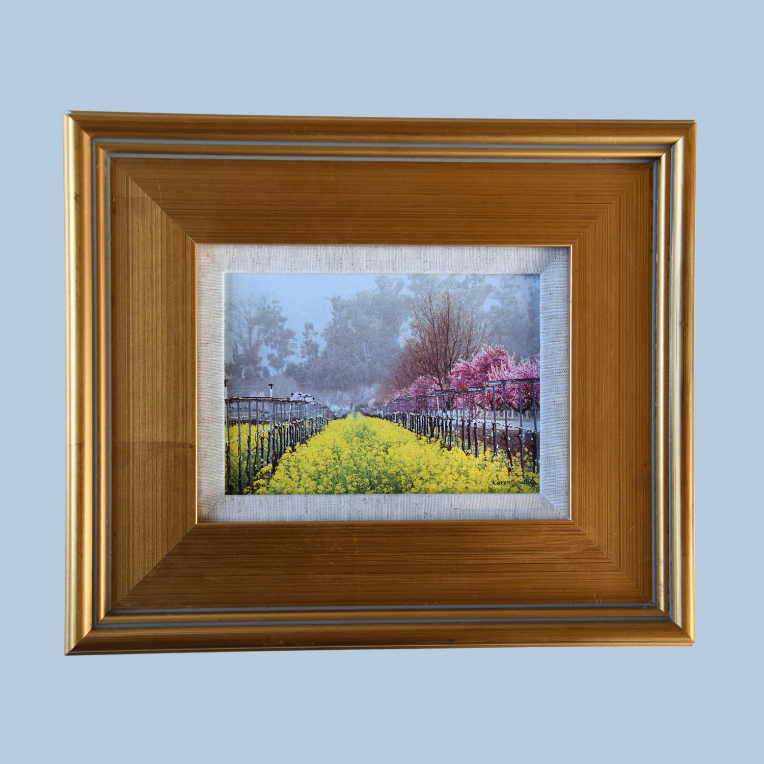 5x7 Pink Trees with Golden Frame