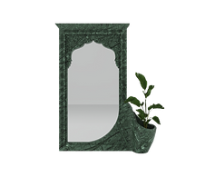 JinaShilp mirror designed by Karan Desai for Serafini, sculptural marble design mirror inspired by Jain temple architecture.