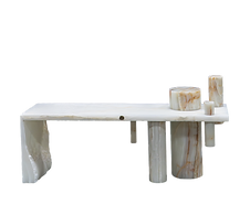 JinaShilp and Pillar bench designed by Karan Desai and Spinzi for Serafini, luxury marble design bench representing the meeting of cultures.